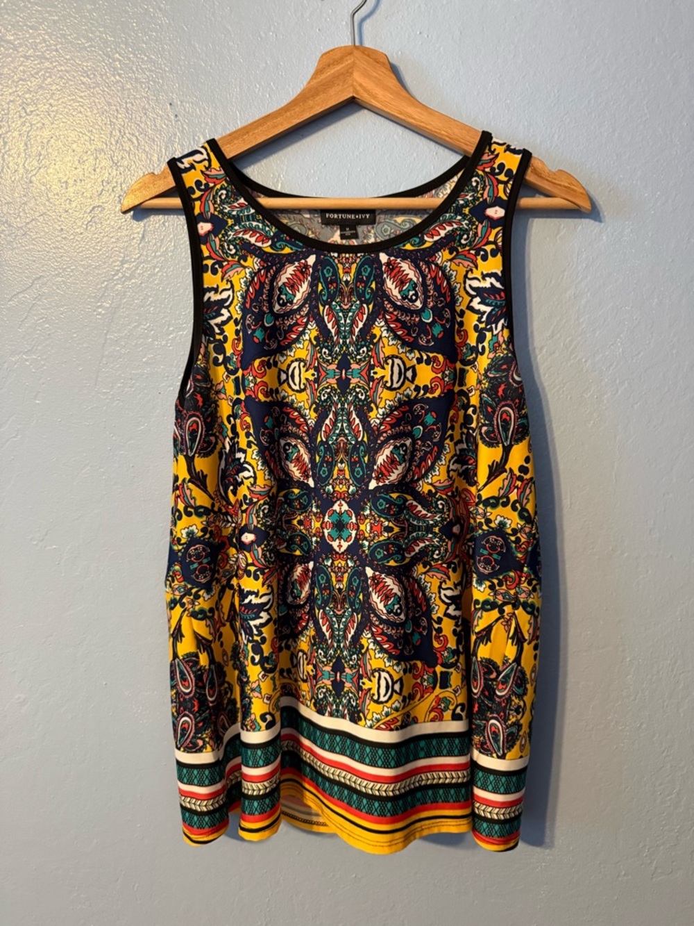 Fortune+Ivy Yellow Paisley-Print Sleeveless Tank Top
